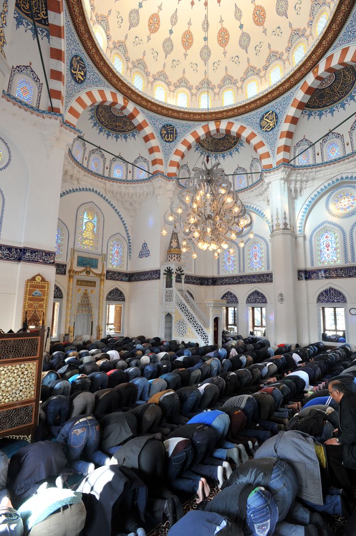 Muslims praying in congregation at a mosque